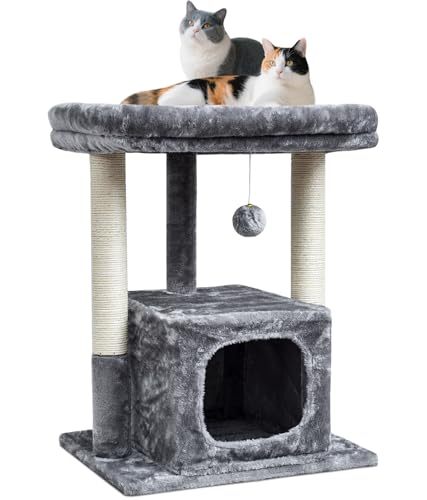 SYANDLVY 27IN Cat Tree for Indoor Cats Large Adult, Modern Activity Tower - color: Grey