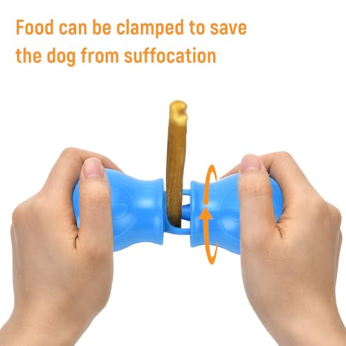 Bully Stick Holder - Improved Dog Treat Chew Holder,Fits Various Bully Sticks,Durable Safety Hold Device to Prevent Swallowed Ends and Choking, Small/Blue - size: Small, style: Bone