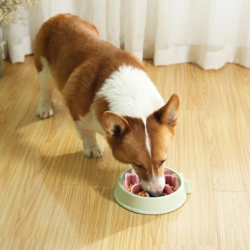 Soft Silicone Anti-Choking Puzzle Slow Down Eating Feeder Insert for Dogs, Compatible with Regular Elevated Dog Bowls - color: Pink, size: Large