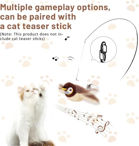 Esoes Flapping Bird Cat Toy, Rechargeable Chirping Catnip Toy, Does Not Fly - color: brown