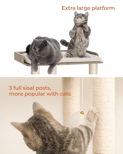 FourFurPets Modern Cat Tree for Large Cats, Full Sisal Cat Scratching Post - color: Greige, size: 19.7"L x 13.4"W x 22"H
