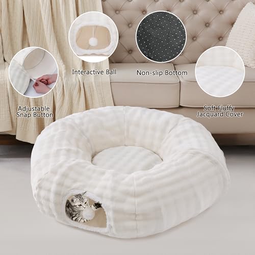 Bubble Round Cat Tunnel for Indoor Cats, Cream White - color: Cream White, size: Round