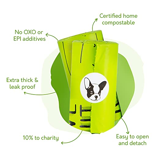 Certified Home Compostable Dog Poop Bags, 120 Plant Based Bags (8 Rolls) - size: 1 Count (Pack of 120)