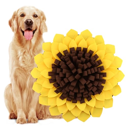 Sunflower Snuffle Mat for Dogs, 20” Washable Dog Puzzle Feed Mat - color: Sunflower