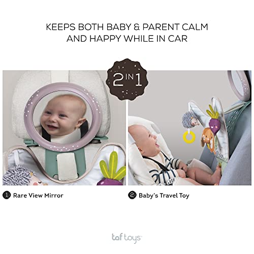 Taf Toys Infant Car Seat Development Center Newborn Baby Essentials Must Haves Toy, Car Seat Accessories Activity Center with Car Seat Mirror, for Newborn Toys 0 3 Months Brain Development - style: Bunny