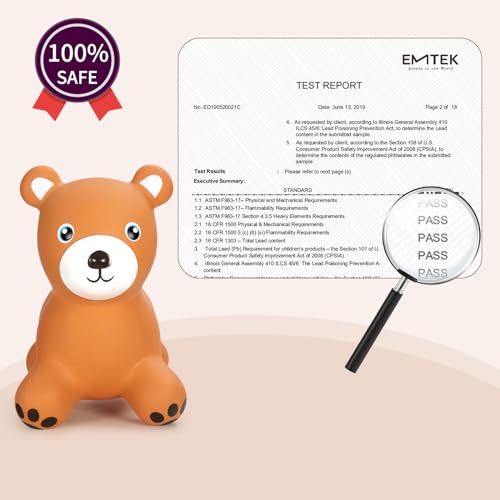 INPANY Bouncy Bear Hopper for 2-5 Kids, Gifts Toy for Kid, Pump Included - color: Brown Bear