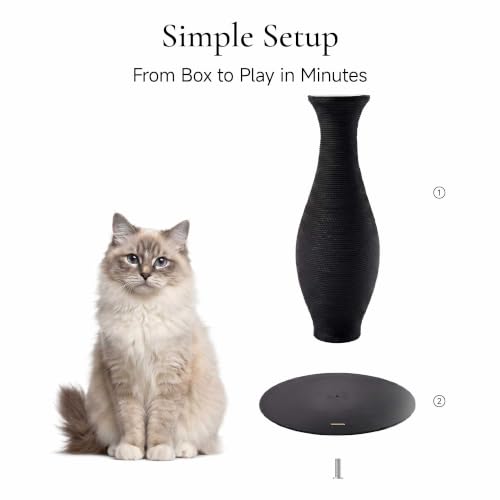 Furrytail 18'' Cat Scratching Post, Paper Rope Scratcher, Black Cat Tree - color: Black, size: Belly Large