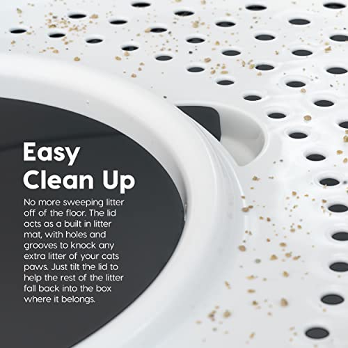 IRIS USA Top Entry Cat Litter Box, Hooded Privacy, Large, Gray/White - color: Gray w/ Scoop, style: Oval