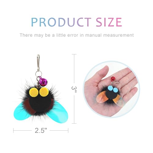 SONGWAY Cat Toy Wand Refills - 6 PCS Insect Shaped Furry Cat Toys Replacement, Interactive Cat Toys for Indoor Cat Kitten - size: Bug