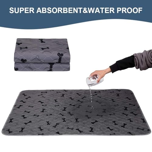 Washable Dog Pee Pads with Free Grooming Gloves,Non Slip Dog Mats with Great Urine Absorption,Reusable Puppy Pee Pads for Whelping,Potty,Training,Playpen - size: 34x36 Inch (Pack of 4)