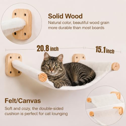 Cat Wall Hammock with Floating Hammock, 2 Four-Step Ladders & 1 Flat Shelf - color: 1 Hammock 1 Shelf 2 Stairs