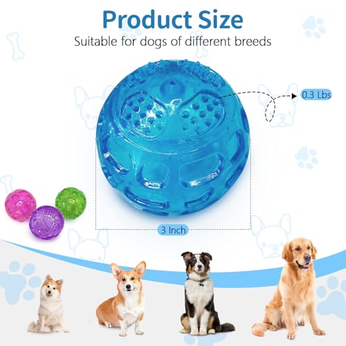 RICHIE Ultra Durable Squeaky Dog Balls 3 Inch for Large Medium Dogs, Tough Chew Toys for Aggressive Chewers, Floating Fetch Balls for Pool Play, Teeth Cleaning Dog Toys 3 Pack Red + Purple + Purple - color: Red + Purple + Purple