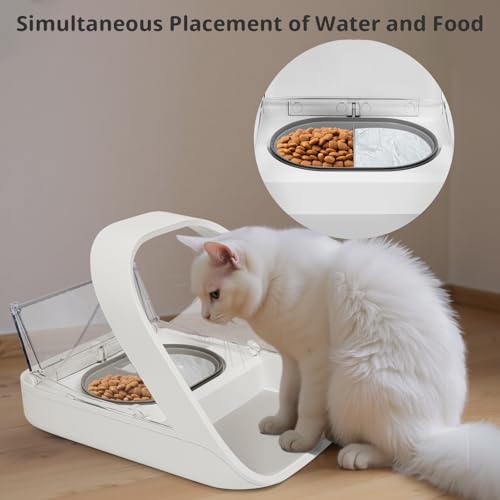 Bowl & Mat Set for Automatic Microchip Cat Pet Feeder, Sealing Ring Design for Keeping Food Fresh and Reducing Odor, Easy to Clean(Grey) - color: Grey Bowls