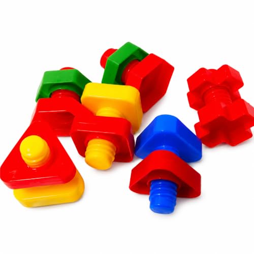 Bonka Bird Toys 3505 Pk6 Huge Nuts and Bolts Colorful Enticing Large Screw Interactive Foot Beak Throw Parrot Cockatoo Amazon African Grey Macaw Hyacinth