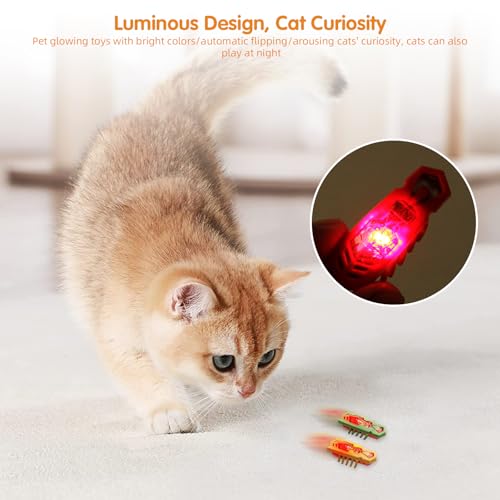 XCZAP Cat Electric Toy Bug – Automatic Rolling Interactive Cat Toy(2-Pack) (A-LS-Luminous Yellow Green) - color: A-LS-Luminous Yellow Green