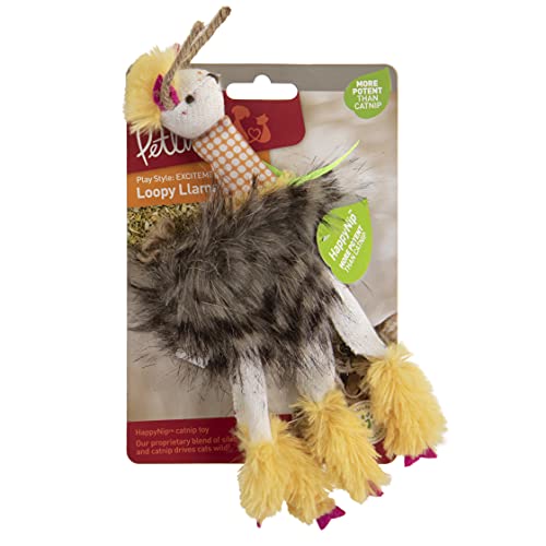 Petlinks HappyNip Loopy Llama Plush Cat Toy, Contains Silvervine & Catnip - Yellow, One Size - color: Loopy Llama, size: Set of 1