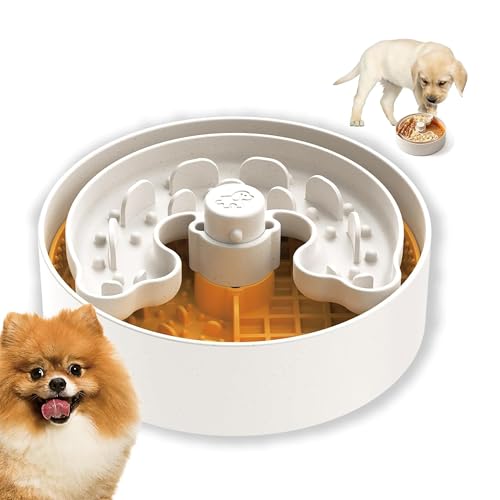 Puzzle Feeder Slow Feeder Dog Bowl with Lick Mat and Puzzle Inserts - Non-Slip Base, Adjustable Speed Design, Dishwasher Safe for Puppies, Orange - color: Orange, size: M
