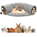 BWOGUE Bunny Tunnel Bed, 2-in-1 Rabbit Tunnel Hideout with Mat, Gray - color: Gray