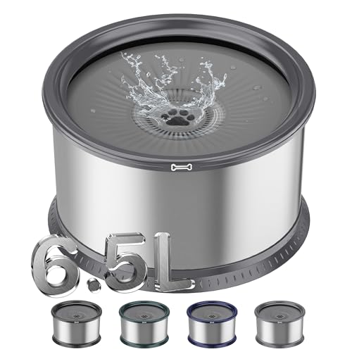 6.5L Stainless Steel Dog Water Bowl, No Spill Water Bowl for Dogs - color: Grey, size: 6.5L