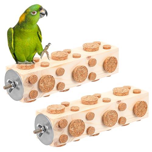 Skyygemm 2 Pcs Bird Foraging Toys Wood Parrot Chew Toys, 7.9 Inch