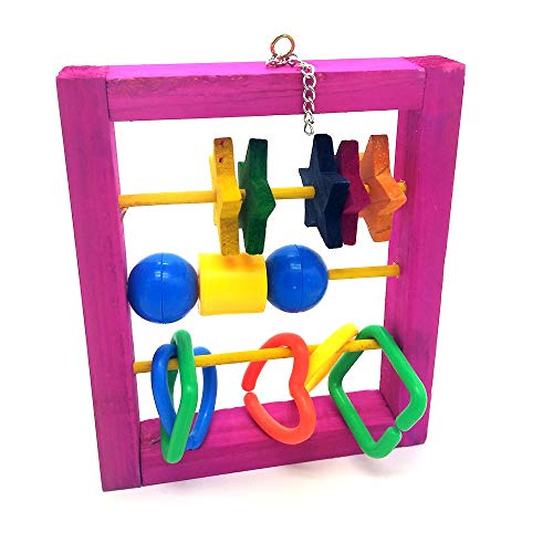 Litewoo Pet Bird Parrot Intellective Toy Multicolor Intelligence Training Development Abacus Chew Toy for Macaw African Greys Budgies Parakeet Cockatiels Cage Hanging Chewing Toy (Random Color) - color: bird train toy 2