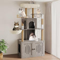 Cat Tree with Litter Box Enclosure, Multi-Level Cat Tower with Hidden Litter Box Furniture, Large Plush Top Perch, Sisal Scratching Posts, Cat Condo & Hammock for Indoor Cats, Living Room,Grey - color: Grey