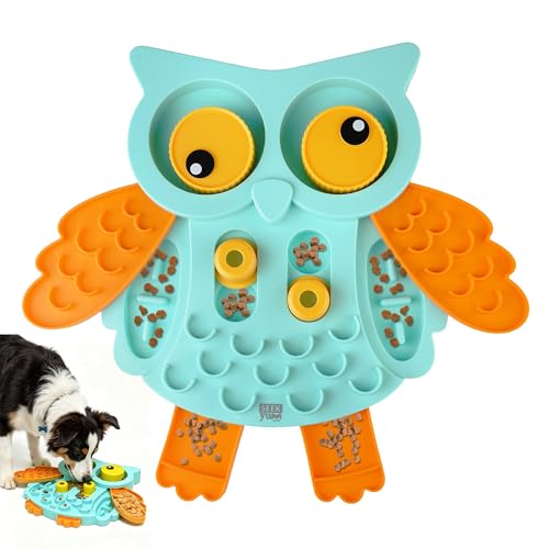 Gigwi Interactive Treat Puzzle Toy, Owl Shape 5 Difficult Levels for Pet - color: Owl
