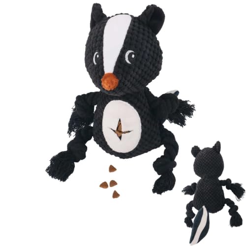 Dog Squeaky Chew Toy, Plush Crinkle Rope Dog Toy - Black Skunk - color: Black Skunk