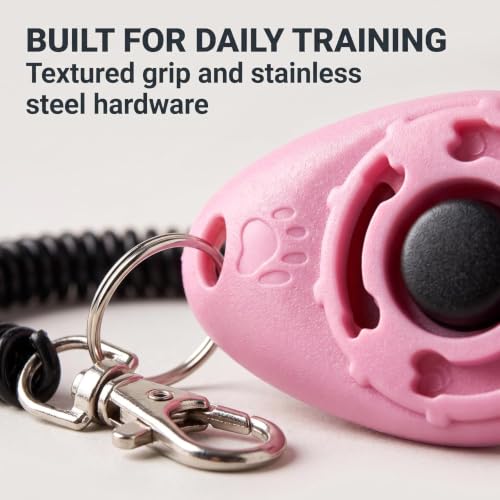 2Pcs Pink Dog Clicker for Training Easy to Use with Button Dog Training Accessories Strong and Long-Lasting, Training and Behavior Aids