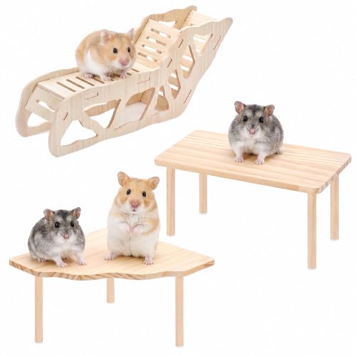 3-Piece Hamster Platform Set, Hamster Cage Accessories for Small Pets