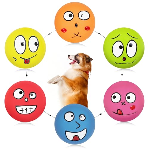 Squeaky Dog Toys, Interactive Squeaky Ball for Small Dogs/Puppies Puppy Teething Soft Non-Toxic Chew Toys for Gentle Play 6 Pcs/Set