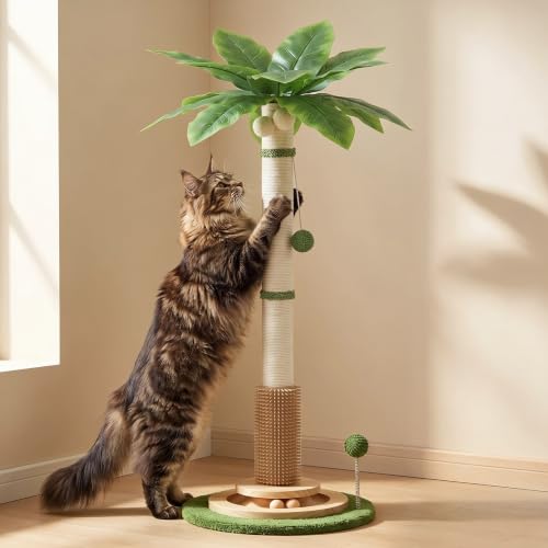 Tall Cat Scratching Post 46" Cat Scratcher Tree with Heavy Base and Ball