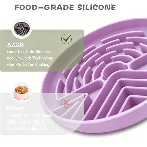 Slow Feeder Dog Bowl for Large & Small Pets, Anti Choking Puzzle Dog Food Bowl with Non-Slip Base, Interactive Pet Slow Eating, Silicone Cat Feeder for Puppies Cats - color: Purple