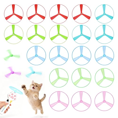 Cat Toy Disc,Interactive Cat Fetch Toy Flying Discs for Pet with 20 Discs - color: 20pc