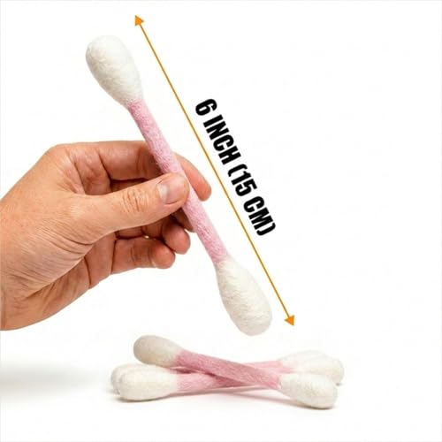Glaciart One Swabs Cat Toys with Catnip - 6 Pk | Durable for Chew, Cute Cat Toys Interactive Kitty for Boredom, Exercise, & Play | Filled w/Organic Catnip for Anxiety & as Digestive Aid | Gift Idea - color: Pink Swabs, size: Regular
