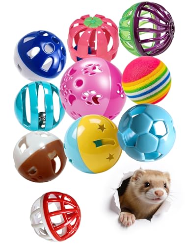 10 Pack Hollow Cutout Bell Play Balls for Ferret, Non Toxic, PP Material