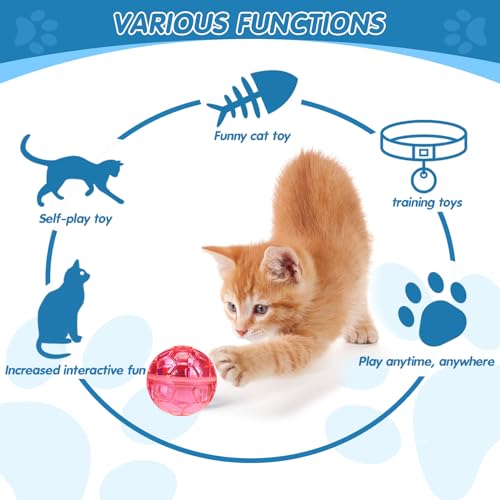 Frienda 4 Pcs Light up Cat Ball LED Motion Ghost Hunting Cat Ball, Bright - color: Bright