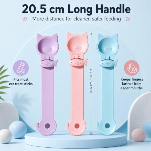3 Pack Lickable Cat Treat Spoons - Cat Strip Feeder & Squeeze Dispenser, Protective Cats Squeeze Treat Spoon for Liquid Puree & Wet Food, Easy to Clean Pet Food Spoon (Cat Smile Style) - color: Cat Smile Style