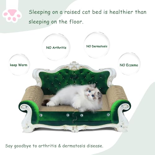 Luxury Cardboard Cat Scratcher Sofa Bed, Couch Shaped Cat Scratching Board, Cat Scratch Lounge with Catnip, Cat Scratcher for Indoor Cats (Green Crown) - color: Green Crown