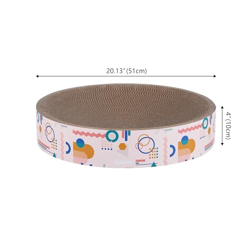 CSR1010A Nelson 20.13" Modern Cardboard Round Bowl Cat Scratcher with Catnip, Light Pink/Multi - color: Light Pink/Multi