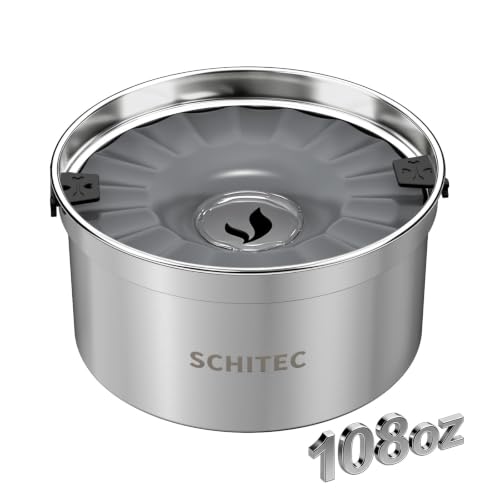 SCHITEC No Spill Dog Water Bowl, 3.2L/108oz Stainless Steel Slow Water Bowl