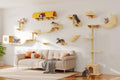 26-in-1 Cat Wall Shelves with Cat Tree, 40''L Tunnel, Moon, Beige - color: Beige, size: 26-in-1