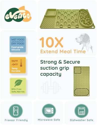 Slow Feeder Bowl for Large Dog, Silicone Lick Mat & Snuffle Mat with Suction Cups - Interactive Puzzle Feeder to Slow Eating & Keep Busy, Reduce Vomiting & Relieve Boredom (21"x 11" Green) - color: Green