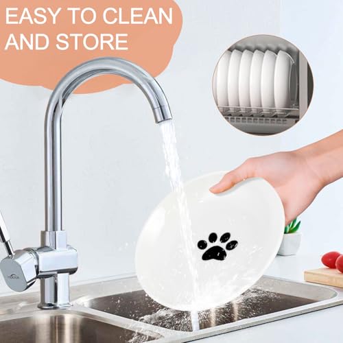 6 Pack Cat Food Bowl, Ceramic Cat Bowls, Anti Whisker Fatigue Cats Bowl Set - color: White-E