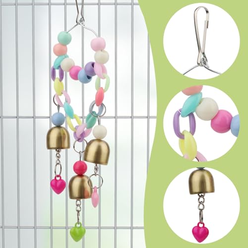 Hypeety Bird Bell Toy with Sweet Sound Cage Hanging Swing Bell for Parakeet - color: Bell Toy-3 bells (A)