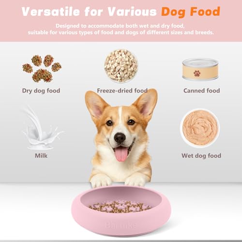 Silicone Dog Lick Bowl, Slow Feeder Dog Bowls with Strong Suction, Pink - color: Pink