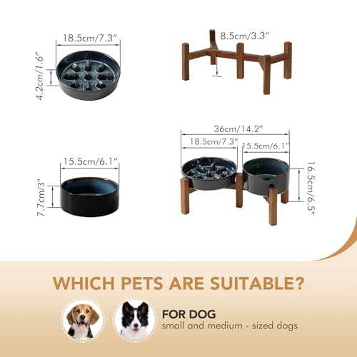 Havniva Raised Slow Feeder Dog Bowls, Elevated Dog Bowls Slow Feeder Set - color: 2 x Starry Sky + Stand - C, size: M- 7.3inch / 1.2 Cups