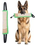 Clysoru Squeaky Tug Toy for Dogs Jute with 2 Strong Handles Lasting Training Equipment Puppy to Large Dog Interactive Toys of War Pull Indestructible Rope Pet Crinkle Teething - color: green
