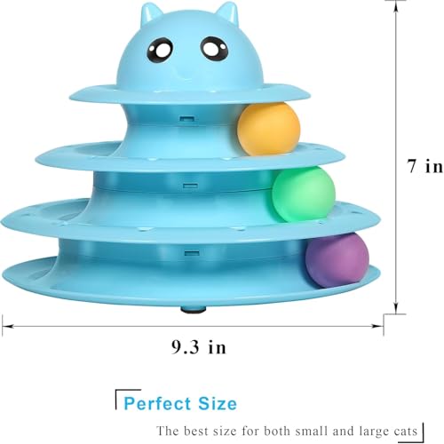 UPSKY Cat Toy Roller 3-Level Turntable Cat Toys with Six Colorful Balls - color: A-Blue
