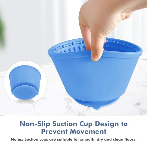 Large Silicone Slow Feeder Dog Bowls, Non-Slip Dog Slow Feeder Lick Bowl for Medium Large Breed, Enrichment Toys for Distraction, Anxiety Relief & Enrichment (Blue, 4.2 Cup)